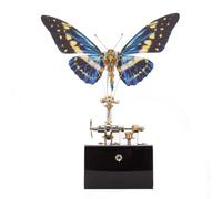 Bricksdiytoy 3D DIY Mechanical Dynamic Butterfly Metal Assembly Model with Music Box - Rechargeable Type-C, Smooth Flapping Wings, Elegant Acrylic Base, Unique Kinetic Art Gift for Home Decor
