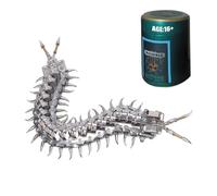 Bricksdiytoy 3D DIY Movable Metal Centipede Assembly Model Kit, 480Pcs Fully Mechanical Insect Puzzle with Coiled Around Itself Steampunk Decor for Home Office Display, Unique Gift for Adult