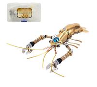 Bricksdiytoy 3D Metal Lobster Model Kit, DIY Steampunk Marine Organism Assembly, Stainless Steel Biomechanical Art Craft for Adults, Unique Underwater Deco Gift, 100+ Pcs