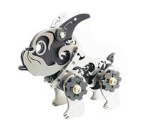 Bricksdiytoy 3D Metal Mechanical Bulldog Model Kit - 48 Laser-Cut Steel Part, No Glue Needed - DIY Robot Dog Building Set, Unique STEM Engineering Project, for Collectors (Black)