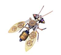 Bricksdiytoy 3D Metal Mechanical Bumblebee Puzzles Kits, 170 Pcs with Detailed Instruction Manual, Brass & Alloy Assembly, Biology STEM Decor & Steampunk Art Gift for Adult
