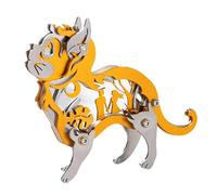 Bricksdiytoy 3D Metal Mechanical Cat Model Kit - 37 Laser-Cut Steel Part, No Glue Needed - DIY Robot Dog Building Set, Unique STEM Engineering Project, for Collectors (Orange)
