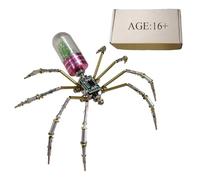 Bricksdiytoy 3D Steampunk Metal Mechanical Round-bellied Tiny-spider Assembly Model Kit for Adults, DIY Spider Action Jigsaw Metal Puzzle Insect Toy (Kit Version/90PCS/Green)