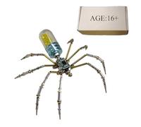 Bricksdiytoy 3D Steampunk Metal Mechanical Round-bellied Tiny-spider Assembly Model Kit for Adults, DIY Spider Action Jigsaw Metal Puzzle Insect Toy (Kit Version/90PCS/Yellow)