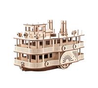 Bricksdiytoy 3D Steamship Wooden Puzzle Kit-Steam Era Model, Historic Maritime DIY Building Set with Realistic Stack & Hull Design, STEM Educational Gift for Adults & Teens, 461 Pcs