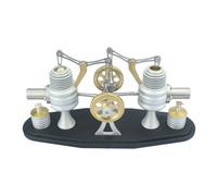 Bricksdiytoy All Metal Opposed Twin-Cylinder Stirling Engine Kit, Beam Heat External Combustion Model with Alcohol Lamp, DIY Assembly Educational STEM Gift for Adults & Machine Enthusiasts