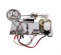 Bricksdiytoy ENJOMOR γ-Type Hot Air Stirling Engine Model Kit - DIY Assembly with LED Generator, Alcohol-Powered, CNC Metal Construction Educational Science Gift for Physics Enthusiasts