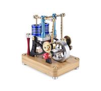 Bricksdiytoy ENJOMOR Alpha-Type Stirling Engine - Dual Piston Dual Cylinder Design with 2000RPM Flywheel, 30 Precision Bearings & GCR15 Steel Construction for Engineers & Physics Enthusiasts