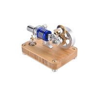 Bricksdiytoy ENJOMOR Rhombic Stirling Engine Model with 20mm 304 Stainless Heater & Brass Gears, Thermodynamics Demo Desk Decor for Engineers & Students (Assembled Version)