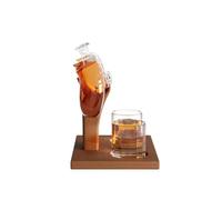 Bricksdiytoy Game Controller Style Whiskey Decanter Set, 750ml Borosilicate Glass Decanter with 2 Glasses & Wooden Stand, Unique Gaming Decor & Gift for Whiskey Lovers