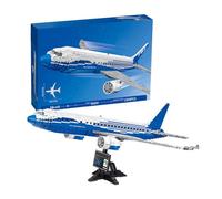 Bricksdiytoy Large Passenger Aircraft Building Blocks Set (1349PCS), Collectible Scale Airliner Model with Display Stand, Blue-White Aviation Construction Kit for Adults & Aviation Enthusiasts