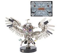 Bricksdiytoy ZYX022 3D Metal Owl Puzzle Kit - DIY Mechanical Night Predator Model with LED Eyes, 700+ Stainless Steel Parts, No Glue Needed, Spooky Halloween Decor & STEM Gift for Adults