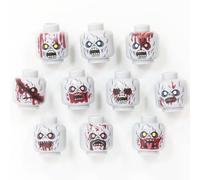 BrickTactical World War Zombie Head Pack for Minifigs,Light Bluish Grey