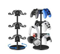 Bricok Aluminum Alloy Controller Holder 360 Degree Rotation Tier,Headphone Stand - Gaming Controller Stand for Xbox PS5 PS4 Switch,Gaming Controller Headset Holder for Gaming Accessories