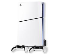 Bricok PS5 Wall Mount Aluminum Alloy Compatible With All PS5 Generations Holds Two Controllers Unimpeded Heat Dissipation Ps5 Accessories Universal For Living Room And Bedroom (Black)