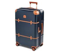 Bric's Bellagio 3.0 Spinner Trunk - Luxury Hardshell Luggage with Large Wheels, Telescopic Handle, Leather Detailing - Expandable Rolling Suitcase, Blue, 27", Bellagio 3.0