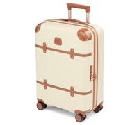 Bric's Bellagio 3.0 Spinner Trunk - Luxury Hardshell Luggage with Large Wheels, Telescopic Handle, Leather Detailing - Expandable Rolling Suitcase, Cream, 21", Bellagio 3.0