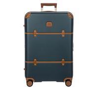 Bric's Bellagio 3.0 Spinner Trunk - Luxury Hardshell Luggage with Large Wheels, Telescopic Handle, Leather Detailing - Expandable Rolling Suitcase, Blue, 27", Bellagio 3.0
