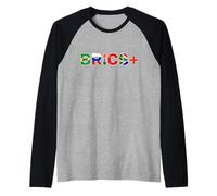 BRICS+ Flags of Brazil, Russia, India, China & South Africa Raglan Baseball Tee