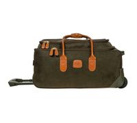 Bric's Life Collection Carry-On Rolling Duffle Bag with Tuscan Leather Trimmings, 21", Olive
