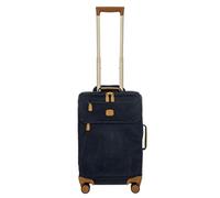 Bric's Suitcase Life Collection, Hand Luggage Suitcase with Zipper Pockets and 4 Wheels, Suede Effect, Dimensions 37x55x23, Blue