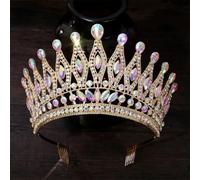 Bridal AB Crystal Tiara Crown For Women Girls Wedding Party Queen Rhinestone Crown Hair Dress Accessories AB gold
