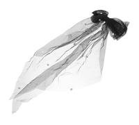 Bridal Barrette Bow Hairpin with Pearl Mesh Ribbon for Weddings | Elegant Black Iron Clip, for Ladies and Going out Traveling, Secure Loose Hair