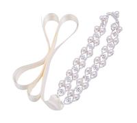 Bridal Belt Pearl Crystal Wedding Belt Sash,Handmade Rhinestone Pearl Belt for Wedding Dress Bridesmaid Flower Gril, Ivory, 106.3x0.98 inches