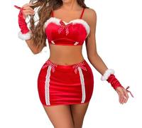 Bridal Bikinis Santa Cosplay Outfit Red Bodysuit Lace Sexy Costume Women Babydoll Halloween Christmas Carnival Of the Damn Fancy Dress for Lingerie Victorian