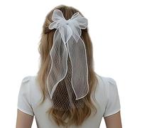 Bridal Bow Veil for School Play, Pageant Prom Headpiece & Elegant Mantilla Bachelorette Party Luxury Crystal Bead Wedding Headpiece Modern