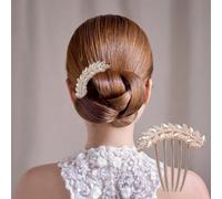 Bridal Bride Hair Accessories, Pearl Alloy Leaf Hair Pin Wedding Hair Piece Pins for Women, Mother of Bride Pearl Comb, Pearl Hair Accessories for Wedding and Party