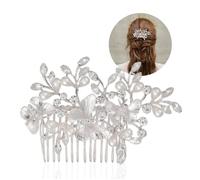 Bridal Bride Hair Accessories, Rhinestone Alloy Butterfly Leaf Hair Pin Wedding Hair Piece Pins for Women, Mother of Bride Pearl Comb, Pearl Rhinestone Hair Accessories for Wedding and Party