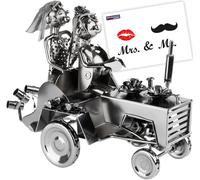 Bridal Couple on Tractor Bride and Groom Wedding Gift Decoration Farmer Marriage