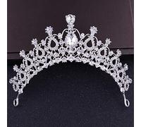 Bridal Crown Queen Crown for Women, Baroque Crystal Wedding Crowns Bridal Headpiece Gold Silver Color Rhinestone Diadem Queen Crown Princess Tiaras Hair Accessories (Color : Stylep Silver Color)