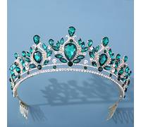 Bridal Crown Queen Crown for Women, Green Crystal Rhinestones Bridal Tiaras And Crowns For Women Baroque Vintage Wedding Diadems Hair Accessories Head Jewelry (Color : Style Q Gold Green)