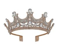 Bridal Crown Sparkle Crystal Wedding Tiara Party Queen Crown Hair Jewelry with Side Comb for Women