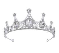 Bridal Crown Tiara for Birthday and Wedding Silver | Elegant Antique Style, Photo Prop with Rhinestone and Acrylic, Vintage Zinc Alloy for Women