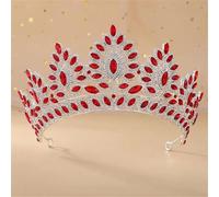 Bridal Crown Tiara For Women Rhinestone Wedding Hair Accessories Banquet Headpiece Bride Headband H261 Silver Red