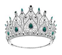 Bridal Crowns Cubic Zircon Crystal Large Round Tiaras Queen Wedding Party Stage Show Hair Accessories Silver EN8