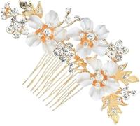 Bridal crystal crown,crown headdress,Bridal Comb Pearl Clips for Hair Hair Accessories French Hair Clip Rhinestone Bride Hair Comb Bridal Hair Clip Wedding Hair(Gold)