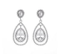 Bridal Crystal Rhinestone Teardrop Dangle Chandelier Earrings for Women, L