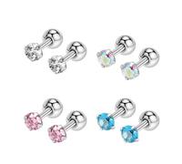 Bridal Earrings for Women, Ladies Earrings Silver with Round Shape Multicolor Cubic Zirconia Stainless Steel