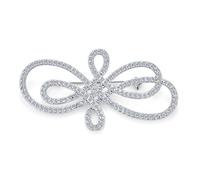 Bridal Elegant Large Statement Swirl Pave Cubic Zirconia Art Deco Vintage Style Fashion Infinity Brooch Pin For Women Silver Plated