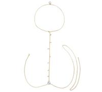 Bridal Fashion Temperament Back Chain Light Luxury Wedding Accessories Zircon Drop Chest Chain, Chalcedony