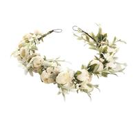 Bridal Flower - Bohemian Floral Headpiece, Vintage Flower Wreath | Adjustable Handmade Garland With Simulated Flowers And Leaves, Comfortable Fit For Weddings, Parties, Photoshoots, And Vacation