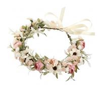 Bridal Flower Crown Boho Floral Crown with Adjustable Wire & Ribbon for Wedding Party Festival