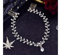 Bridal Forehead Headband With Combs Water Drop Crown Between Eyebrows Brides Hair Accessories Hp465-G