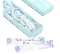 Bridal Garter,Blue Lace Garter for Brides,with Greeting Card,Something Blue for The Bride,Elegant Wedding Accessories for Women Girls Bridal Wedding Hen Party