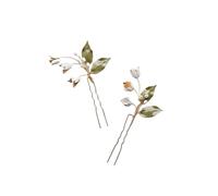 Bridal hair accessories Bridal Accessories Flower Leaf Hair Pin Clip Pearl Gold Color Hairpin For Bride Bridesmaids Headpiece Headdress Wedding Jewelry(Green and black)