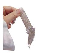 Bridal Hair Accessories Crystal Tassel Hair Clip Side Forehead Bangs One-Word Accessory Ornament(Light Pink Tassel Ha)